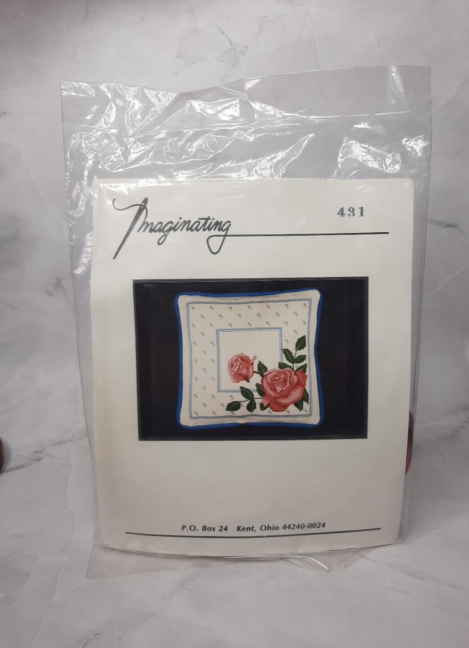 Vintage Imaginating Counted Cross Stitch Kit Roses and Forget-Me-Nots Pillow